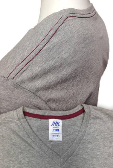 URBAN V-NECK grigio melange - burgundy URBAN V-NECK grigio melange - burgundy